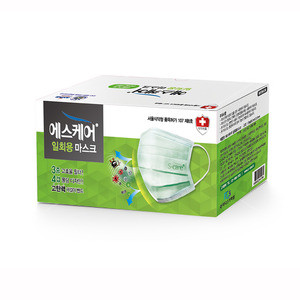 [264136_1]에스케어®일회용마스크(녹색)(50매/카톤)/대형/의약외품